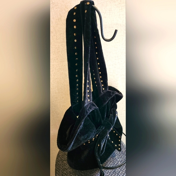 Diane Gail black studded velvet shoulder bag EUC - Picture 4 of 7
